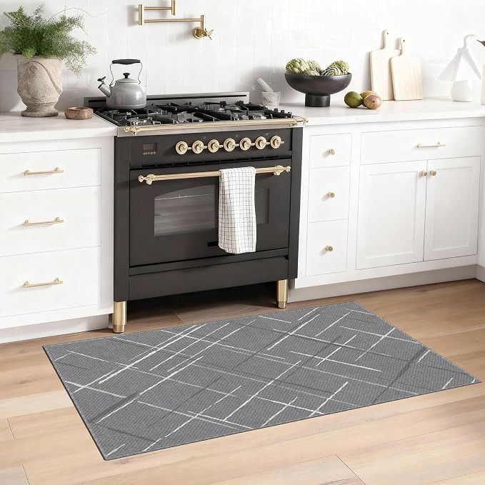 Gray Runner Rug Ultra Non-Slip 2x4 Washable Bedroom Rugs Modern Tear and Stain - Image 2