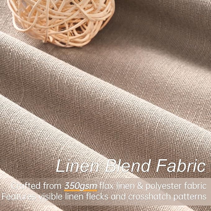 Natural Beige 95 inch bedroom living room curtains 2 Panels 100% Blackout Linen - Image 2