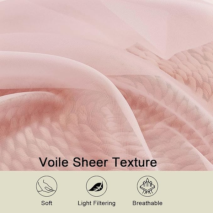 Extra Long Sheer Blush Curtains - Image 6