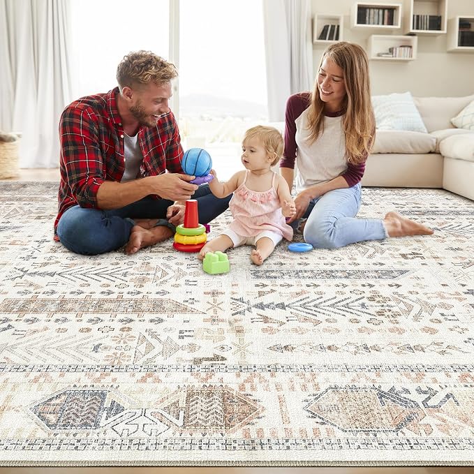 10x14 Area Rug for Living Room- Machine Washable Soft Oriental Vintage Large - Image 7