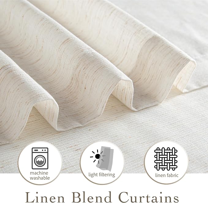 RYB HOME Sheer Curtains 84 inches Long Linen Blend Light & Airy Vertical - Image 5