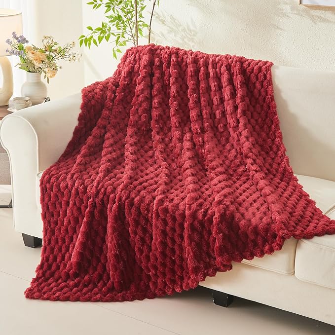 NEWCOSPLAY Super Soft Twin Blanket Red Premium Silky Flannel Fleece 3D Clouds - Image 3