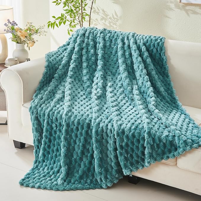 NEWCOSPLAY Super Soft Twin Blanket Light Teal Premium Silky Flannel Fleece 3D - Image 3