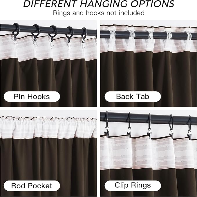 RYB HOME Brown Velvet Curtains 102 inches - Image 4