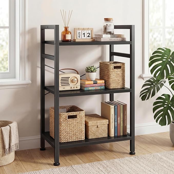 DUMOS 3 Tiers Bookshelf, Classical Book Shelf, Tall Display Shelves in Living - Image 2
