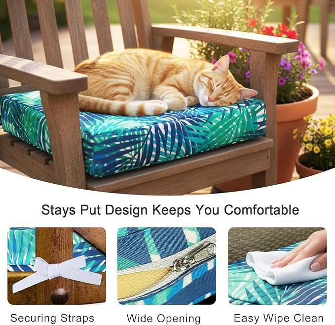 NettyPro Outdoor Cushion Slipcovers Waterproof 4 Pack Patio Chair Seat Cushion - Image 7