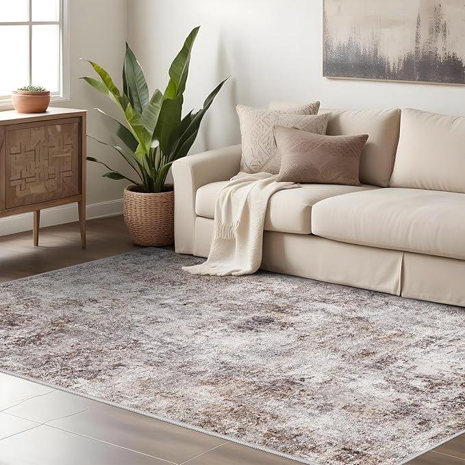Abstract 3x5 Washable Rug: Modern Non Slip Area Rug Soft Carpet Foldable - Image 2