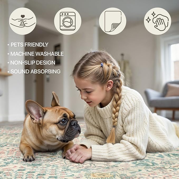 Bavni Area Rugs for Living Room, 5x7 Area Rugs Non-Slip Washable，Ultra-Thin - Image 7