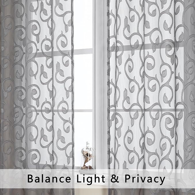 OWENIE Furman Extra Long Sheer Curtains 96 inches Long - Image 3