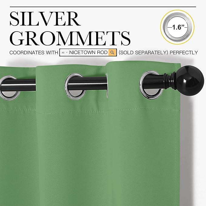 NICETOWN Froest Green Blackout Curtains 78 inches Length - Image 2