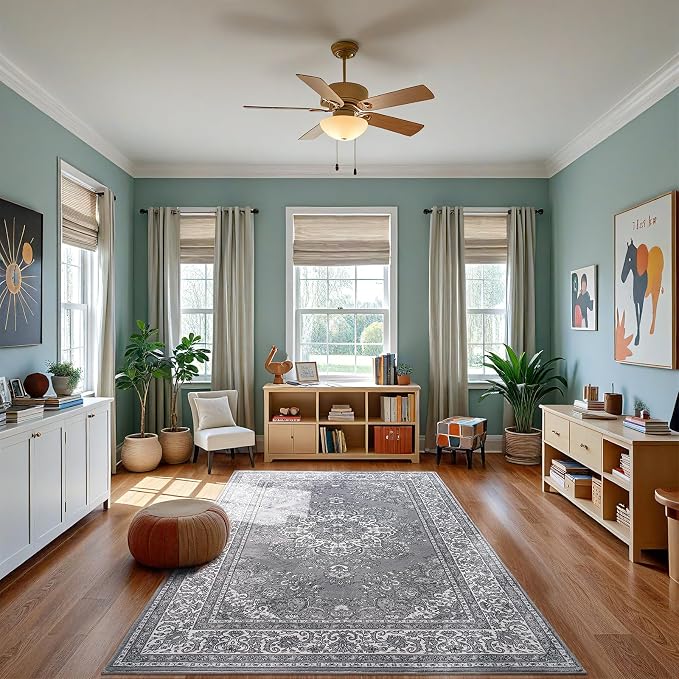 Area Rug for Bedroom, Non-Slip Vintage Area Rug, Machine Washable 4x6Ft Boho - Image 4