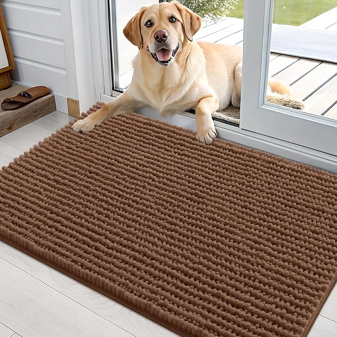 OLANLY Dog Door Mat for Muddy Paws 36x24, Ultra Absorbent Chenille Mud Doormat by OLANLY