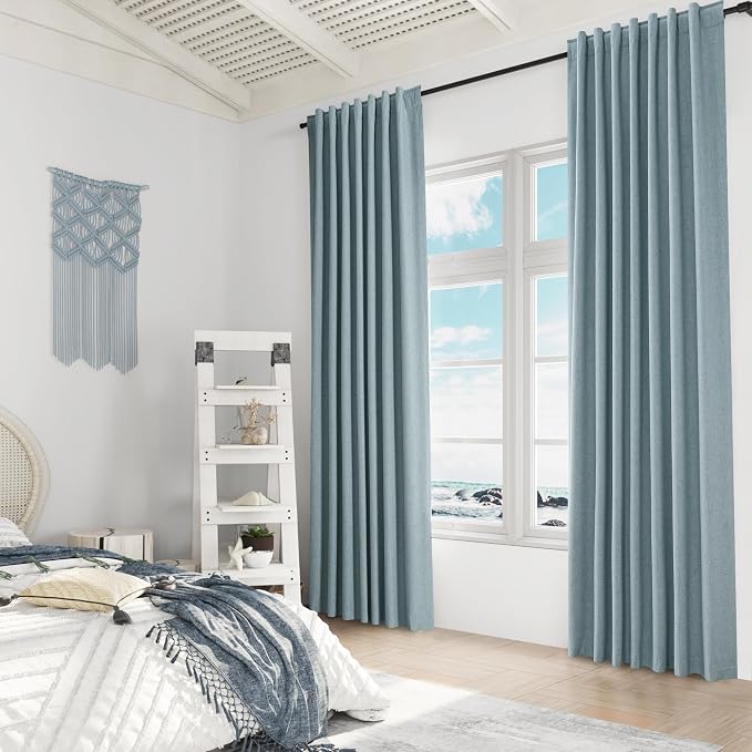Guken 100% Blackout Linen Curtains 90 Inch Length 2 Panels Set - Image 8