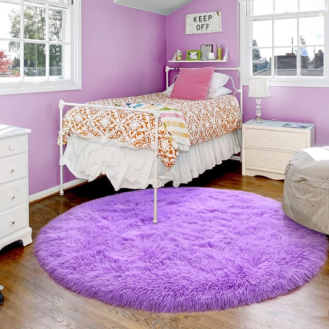 Merelax Soft Area Rug for Livingroom Bedroom, Machine Washable 4'Round Kids - Image 3