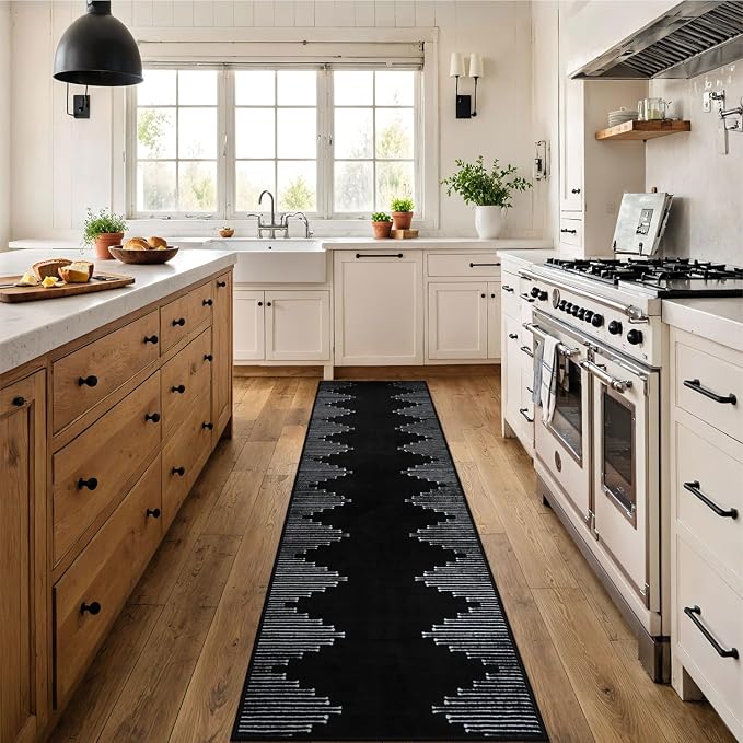 Seavish Hallway Runner Rug 2x8 Black Kitchen Runner Rugs Non Slip Washable Low - Image 2