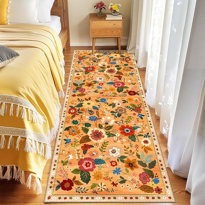 RELEANY Floral Nursery 2x8 Area Rugs Washable Print Boho Cute Carpet Non Slip - Image 6