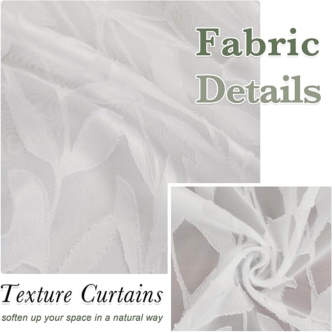 Lecloud Leia Ivory Sheer Curtains 78 Inches Long 2 Panels, Privacy Airy Voile - Image 4