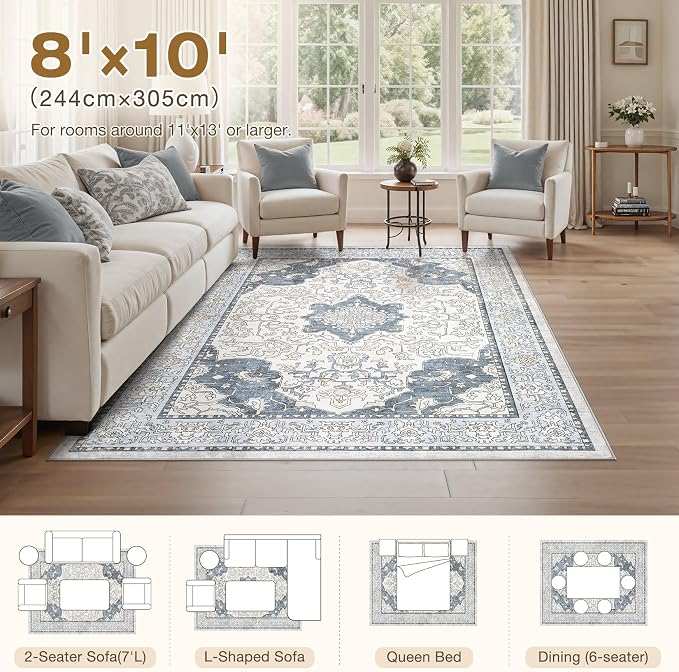 cotiled 8x10 Area Rugs Large Washable Rugs - Image 7