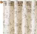 Lazzzy Grey Floral Linen Curtains 84 Inch Farmhouse Back Tab Drapes by Lazzzy