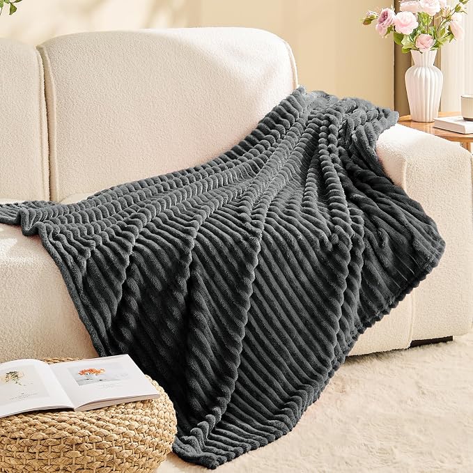 BEDELITE Fleece Blanket Twin Size – 3D Ribbed Jacquard Soft and Warm Decorative - Image 8
