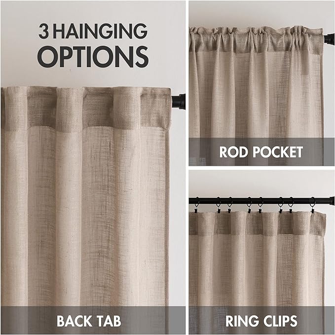 MIULEE Taupe Linen Curtains 90 Inch Long - Image 3