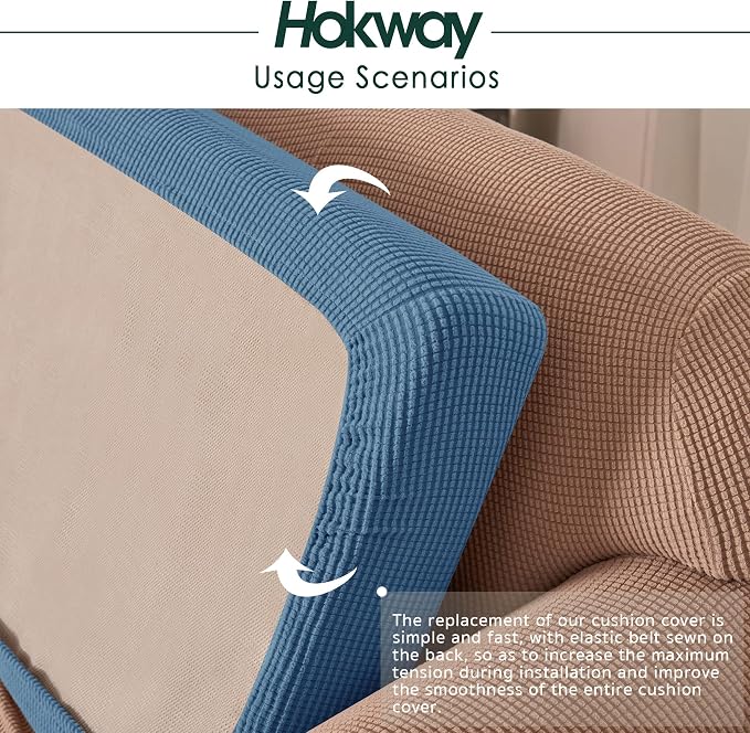 Hokway Stretch Couch Cushion Slipcovers Reversible Cushion Replacement - Image 5