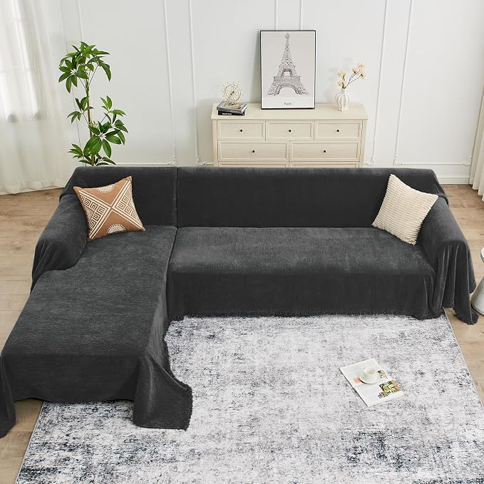 CAPALOCA Sectional Couch Covers, 2 Pieces Chenille Sofa Cover L Shaped Couch - Image 8