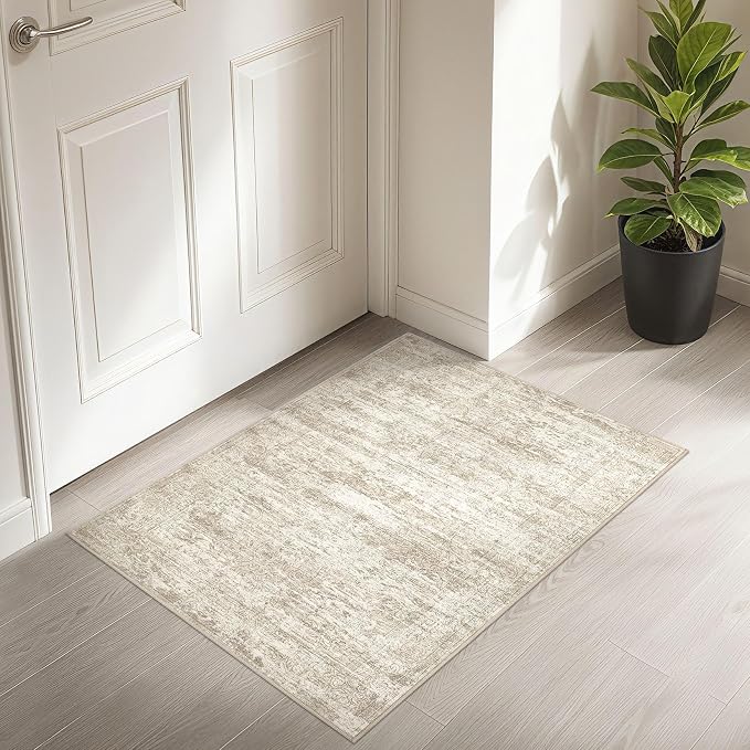 DMOYEST 2x3 Entryway Area Rug: Washable Neutral Modern Abstract Small Rug - Image 5