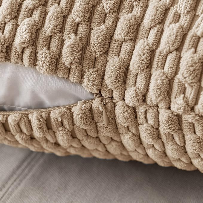 MIULEE Pack of 2 Decorative Throw Pillow Covers 18x18 Inch Soft Boho Striped - Image 3