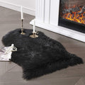 SERISSA Soft Faux Sheepskin Fur Rug Black Fluffy Area Rug Shag Rug Carpets by SERISSAHomeDecorCollection