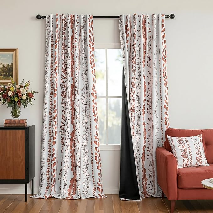 MEETSKY Terracotta Blackout Curtains 95 Inches Long 2 Panels by MEETSKY