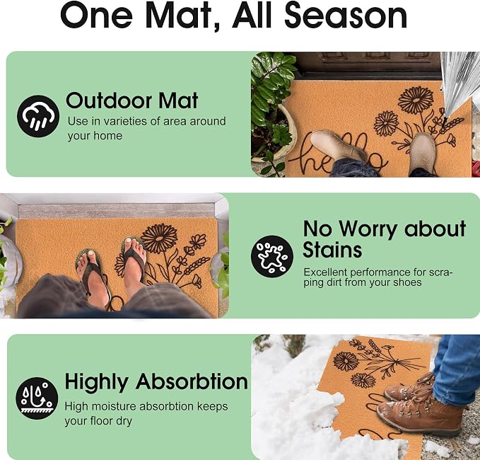Hello Spring Door Mat for Front Door Welcome Matt Outdoor - Image 4