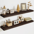 Solid Wood Floating Shelves for Wall 36"W x 8"D x 1.56"H Set of 2, Deep Wall by Marsmiles