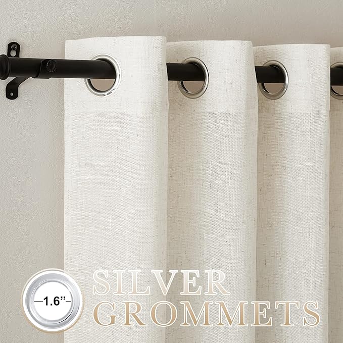 NICETOWN Linen Burlap Curtains for Windows 90 inch Length, Grommet Decorative - Image 3