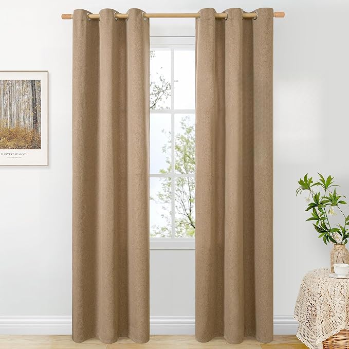 BGment Thick Linen Curtains for Living Room 84 Inch Length 2 Panels, Camel by BGment
