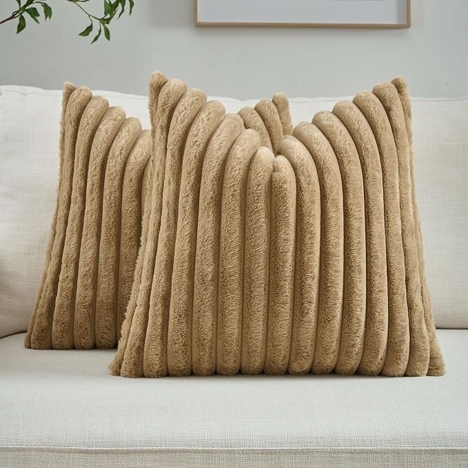 FUTEI Camel Decorative Throw Pillow Covers Set of 2, 28x28 Inch Soft Fluffy by FUTEI