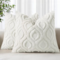 decorUhome Throw Pillow Covers 20x20 Inch Set of 2, Soft Plush Faux Wool Cream by decorUhome
