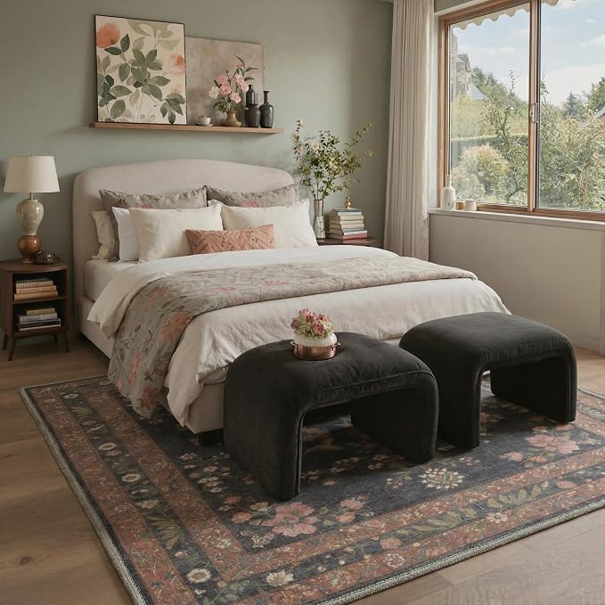 GENIMO 5x7 Area Rugs for Living Room, Machine Washable Non Slip Vintage Rugs - Image 3