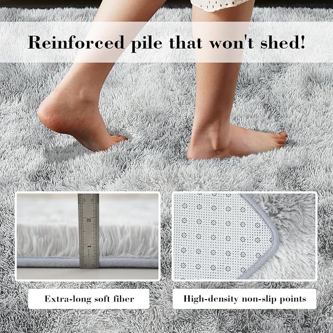 Fluffy Rug Shaggy Area Rug, Mottling Grey 2x4 Area Rugs - Image 5