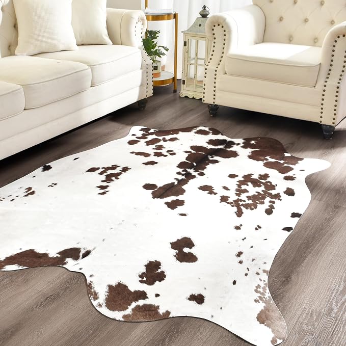 Easycozy Faux Cowhide Cow Print Rug: 6.2 x 7 Western Decor Faux Cowhide - Image 9