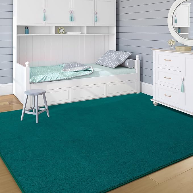 Soft Rugs for Living Room 5x7 Teal Green, Minimalist Area Rug for Bedroom - Image 4