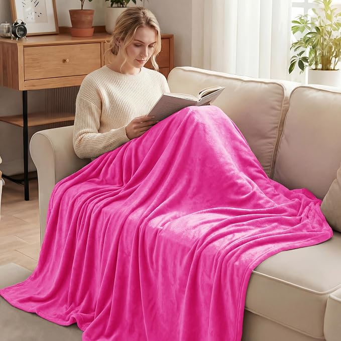 Exclusivo Mezcla Fleece Hot Pink Throw Blanket - Image 2