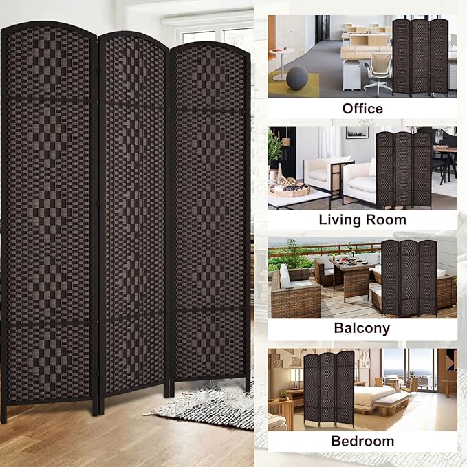 Rose Home Fashion Room Divider 5.6 ft.Tall-15.7" Wide Weave Fiber 3 Panels Room - Image 5