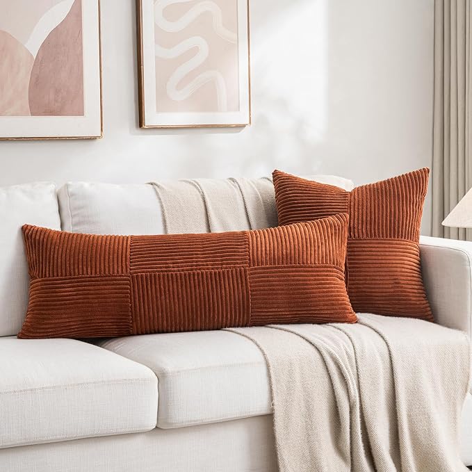 Fancy Homi 2 Packs Rust Boho Decorative Throw Pillow Covers 18x18 Inch - Image 7