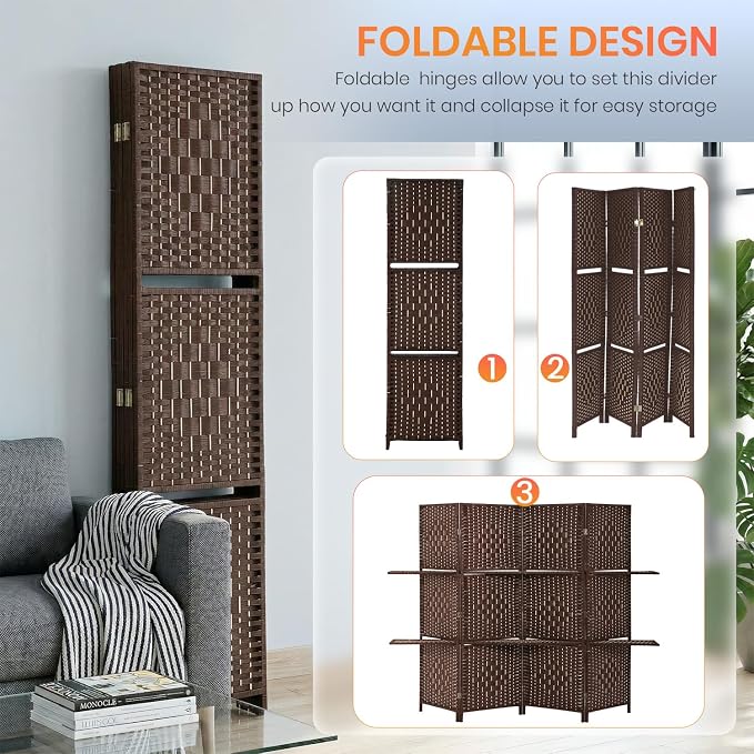FDW 4 Panel Wood Room Divider - Image 3