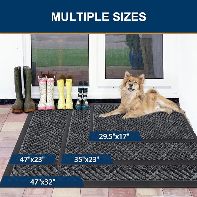 Smiry Front Door Mat Outside Entrance, Heavy Duty Outdoor Indoor Mat, Natural - Image 2