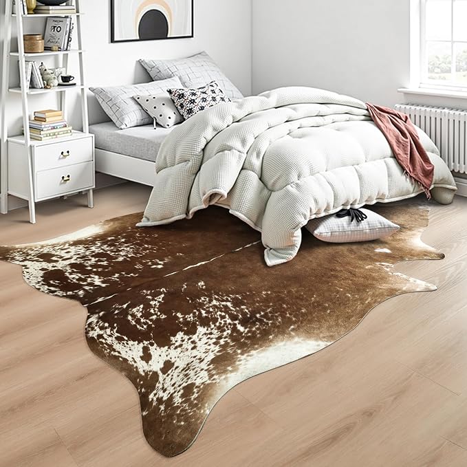 Easycozy Faux Cowhide Cow Print Rug: 6.2 x 7 Western Decor Faux Cowhide - Image 7