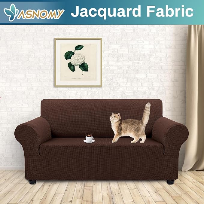 Asnomy Sofa Covers for 2 Cushion Couch Stretch loveseat Covers Slipcovers - Image 2