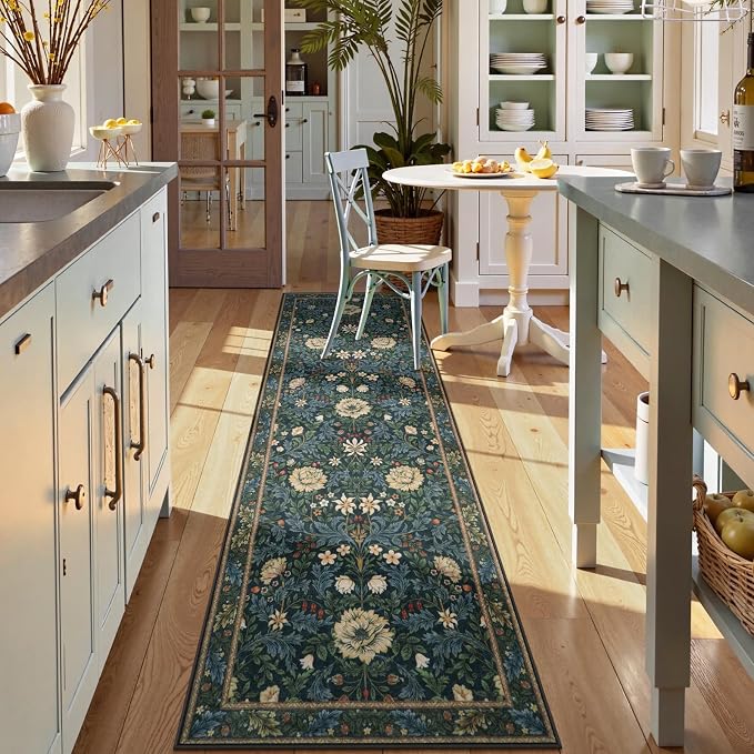 LIVEBOX Washable Runner Rug for Hallway 2'8" x 8', Floral Retro Kitchen Runner - Image 2