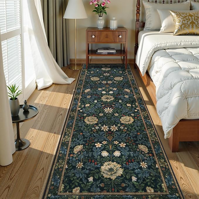 LIVEBOX Washable Runner Rug for Hallway 2'8" x 8', Floral Retro Kitchen Runner - Image 7